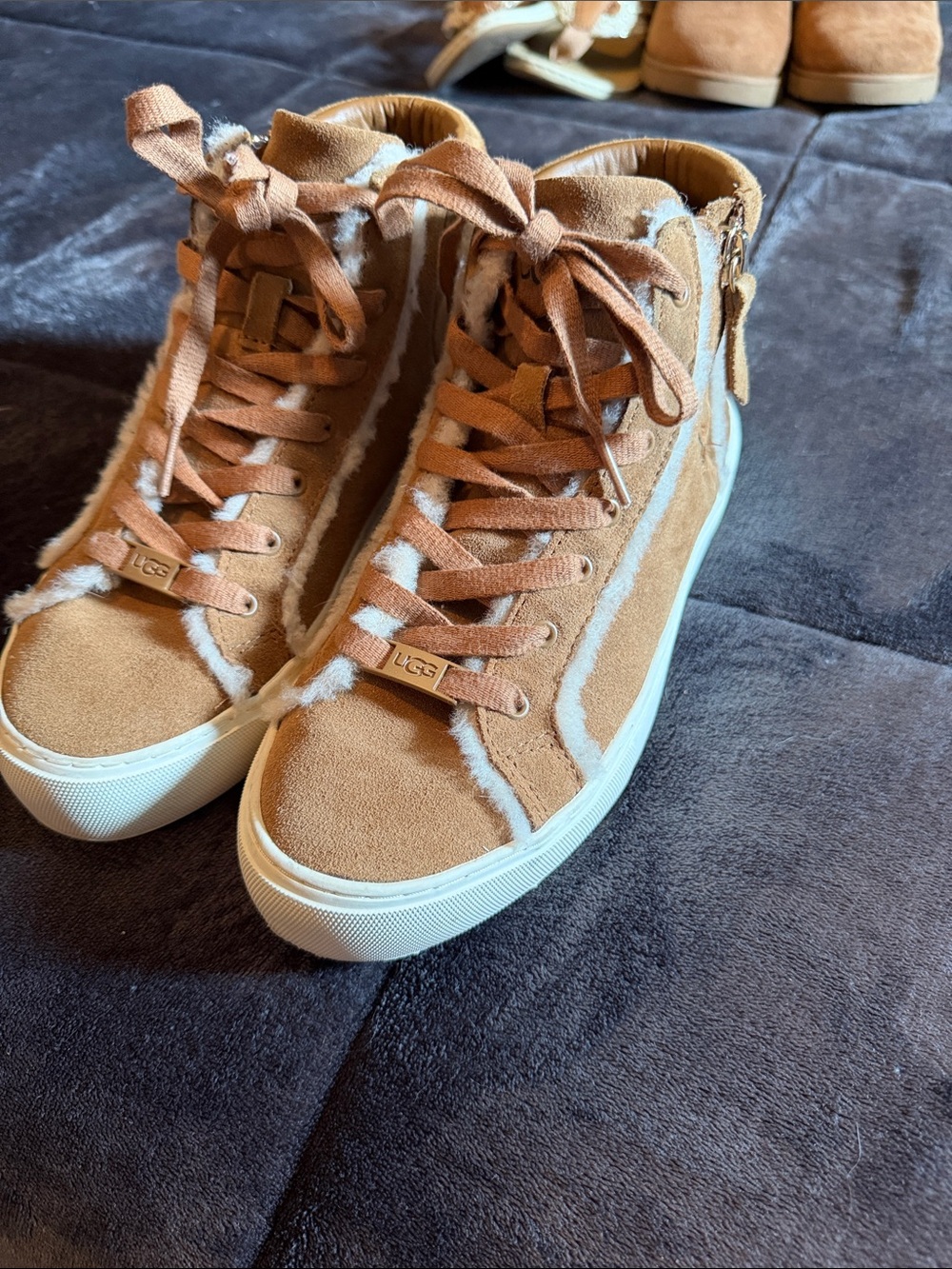 UGG Women’s Chestnut Suede Shearling-Trim High-Top Sneakers